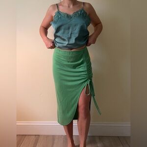 Green Ruched Midi Skirt Size XS Petite